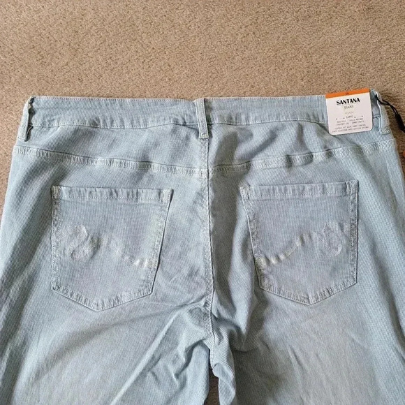 Santana Jeans Cropped Denim Blue  White Stripe Faded Capri Size 16 - Picture 8 of 12